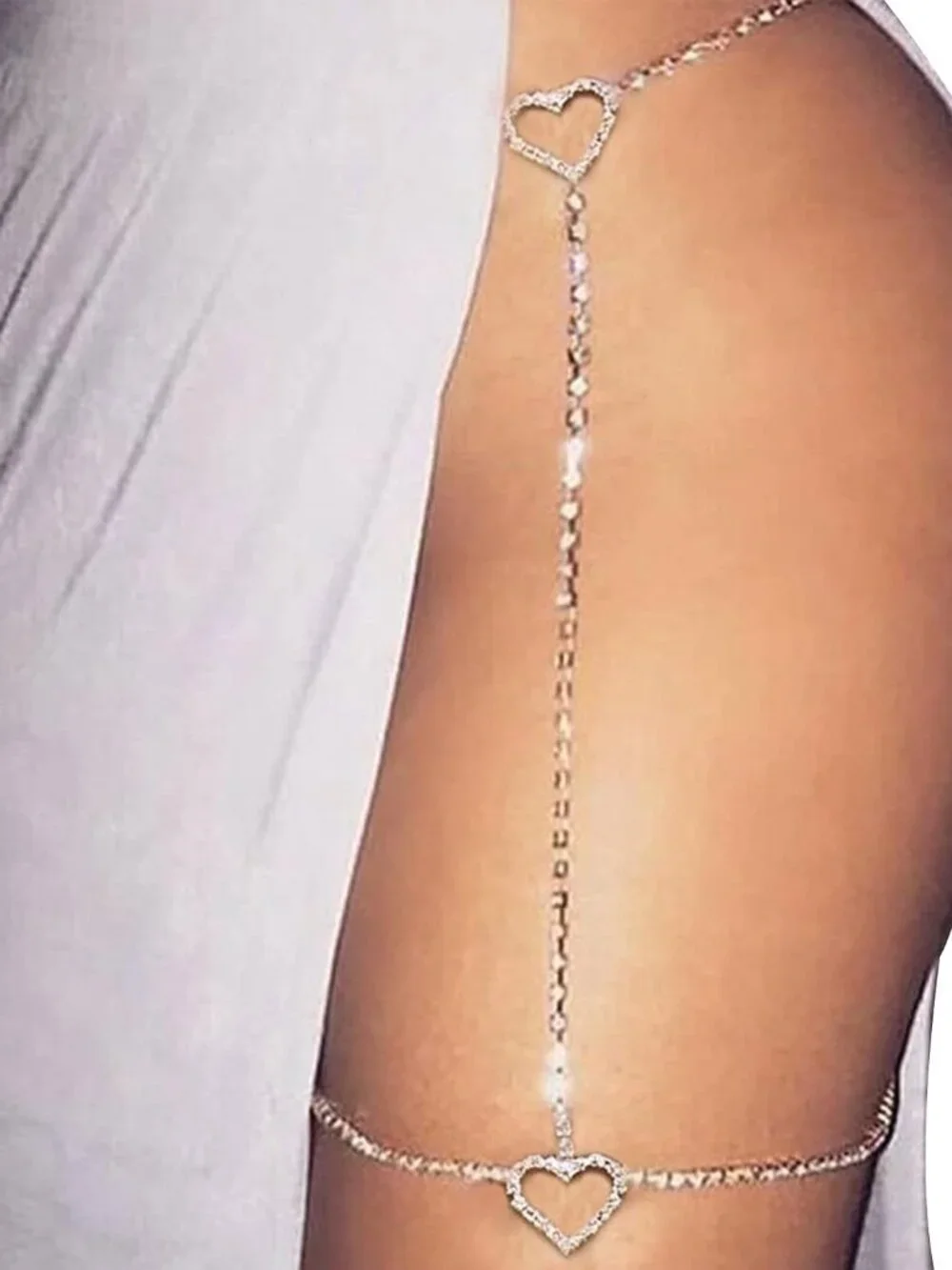 Rhinestone Heart Leg Chain Rhinestone Thigh Silver Crystal Leg Chain Waist Chain